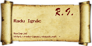 Radu Ignác névjegykártya